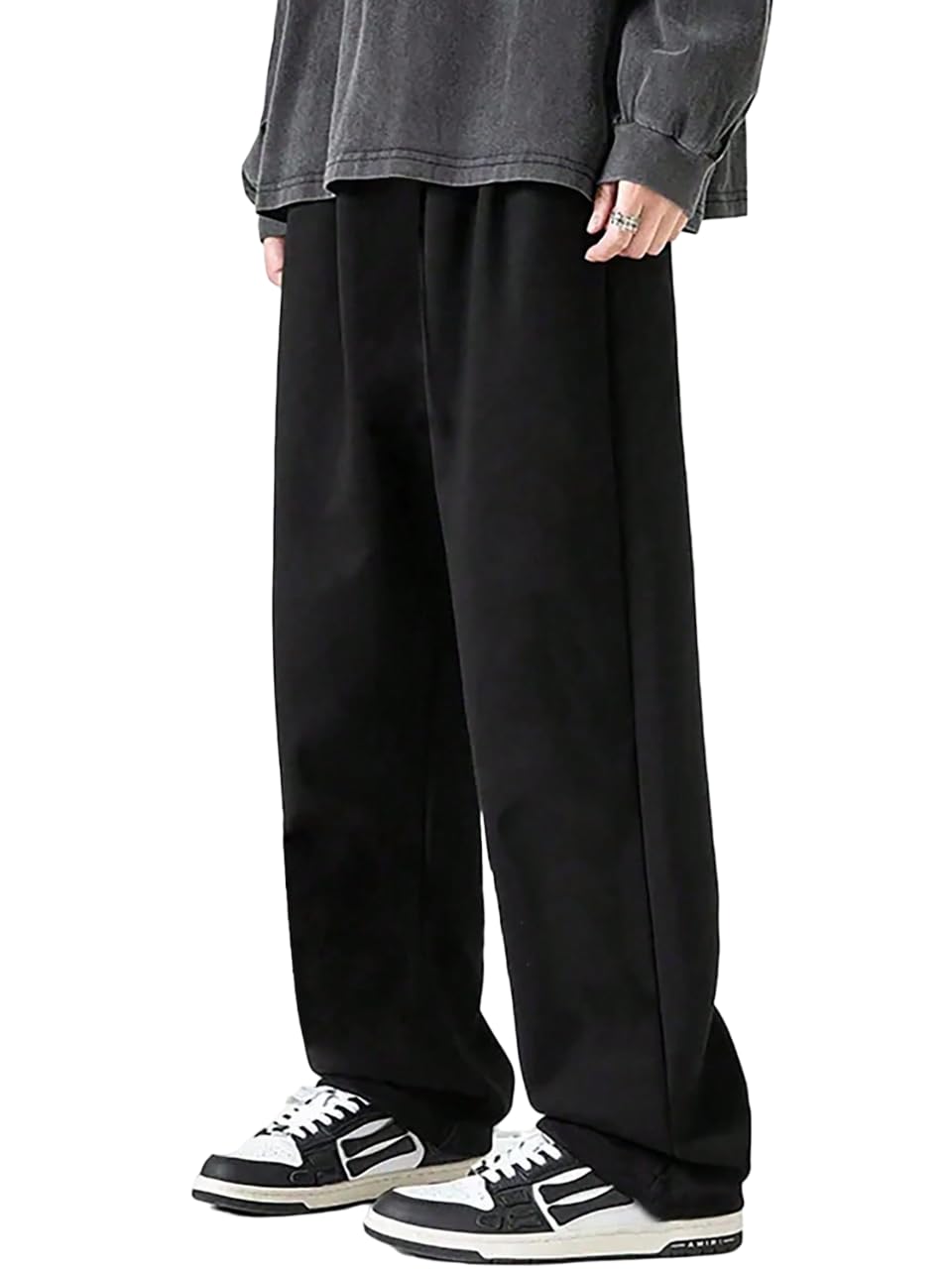dockstreet Mens High Rise Baggy Jogger Sweatpants - Black