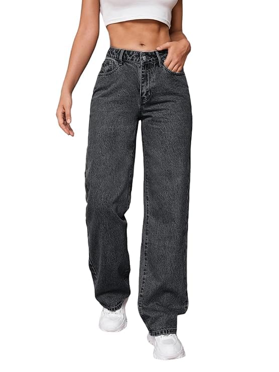 High Waist Black Denim Jeans for Women