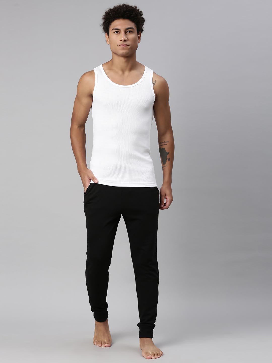 Levi Men's Cotton Rib White Vest - Image 5