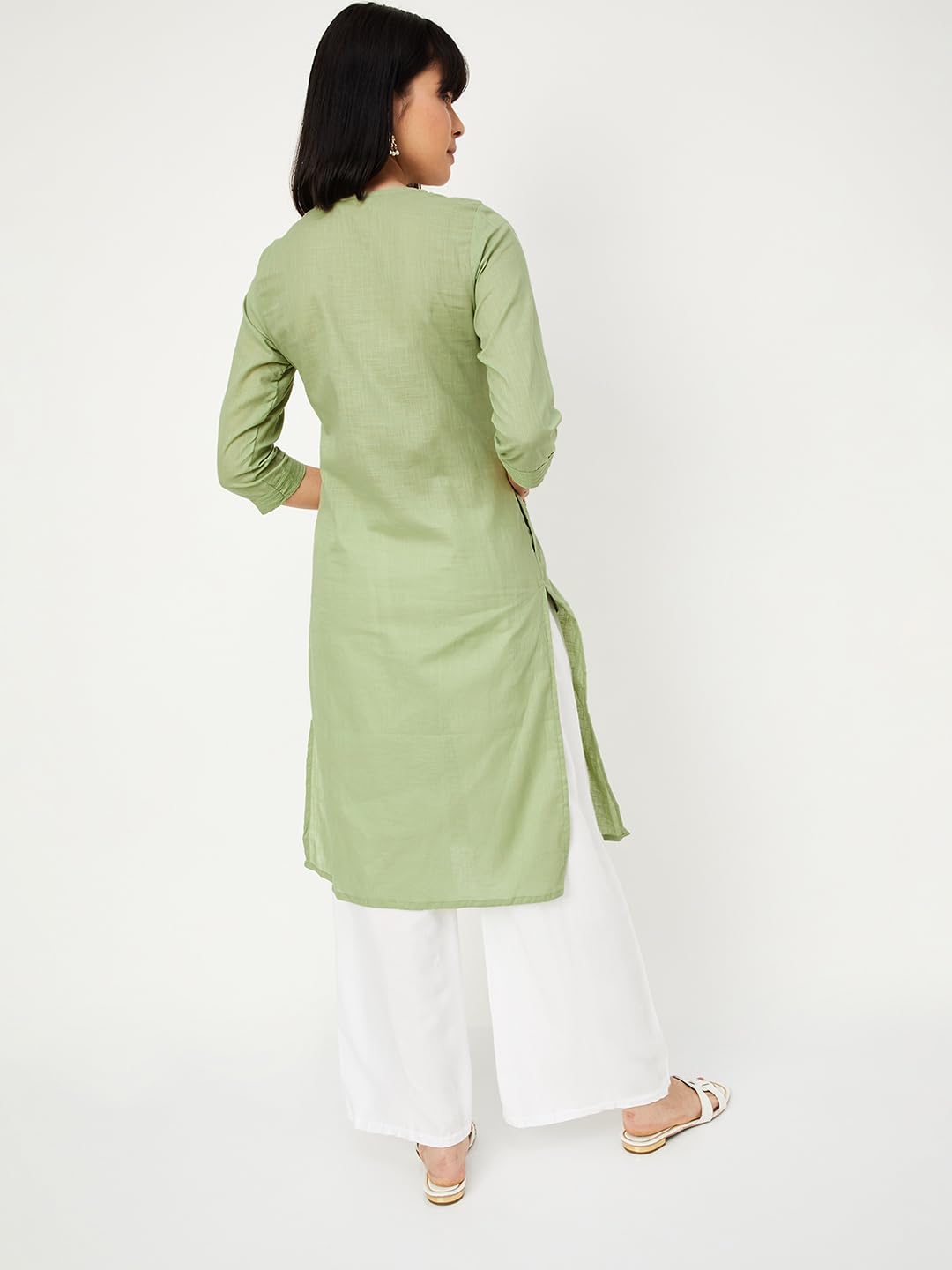 Max Women Cotton Blend Kurta - Green - Image 5