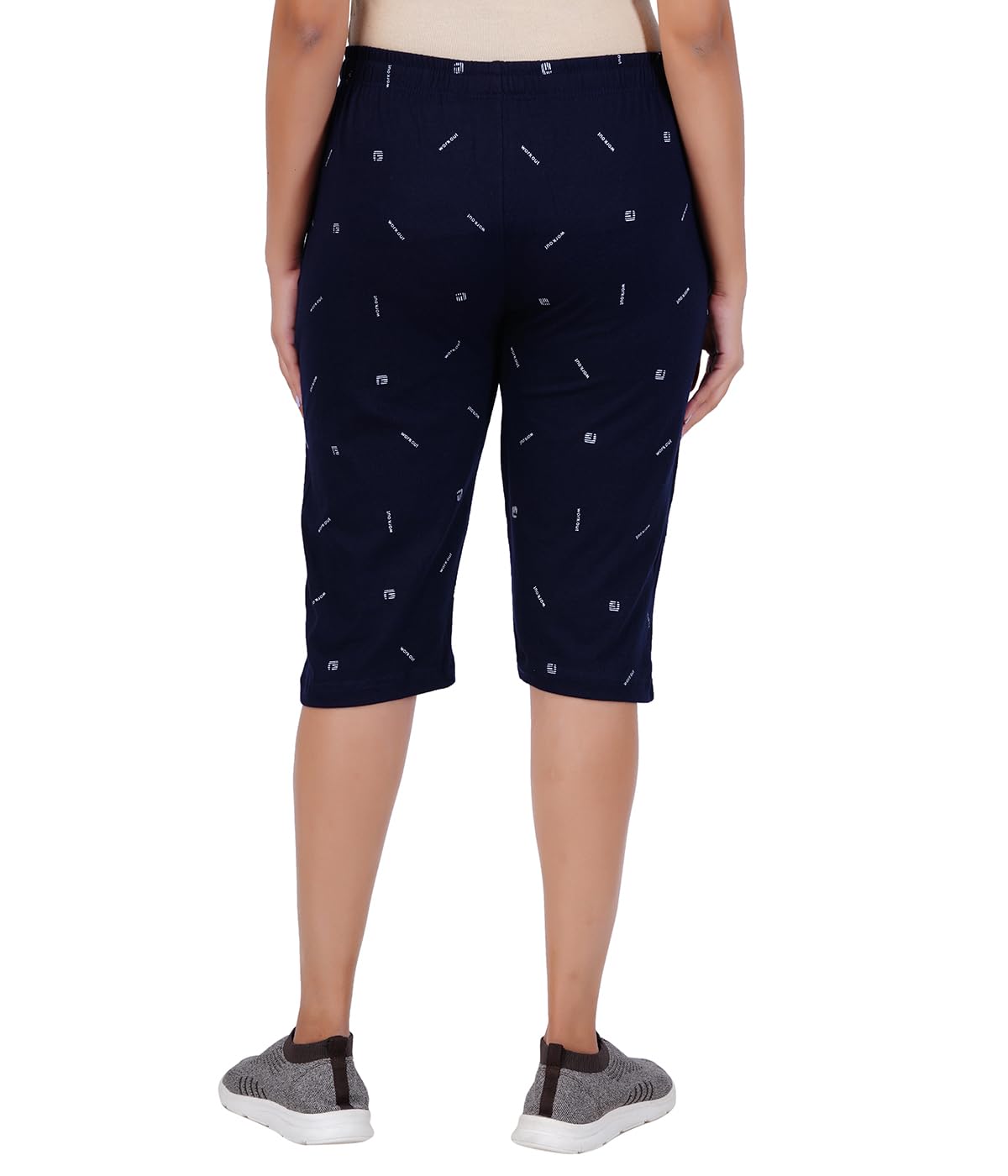 FEEL TRACK Women's Printed Capri - Navy Blue - Image 2