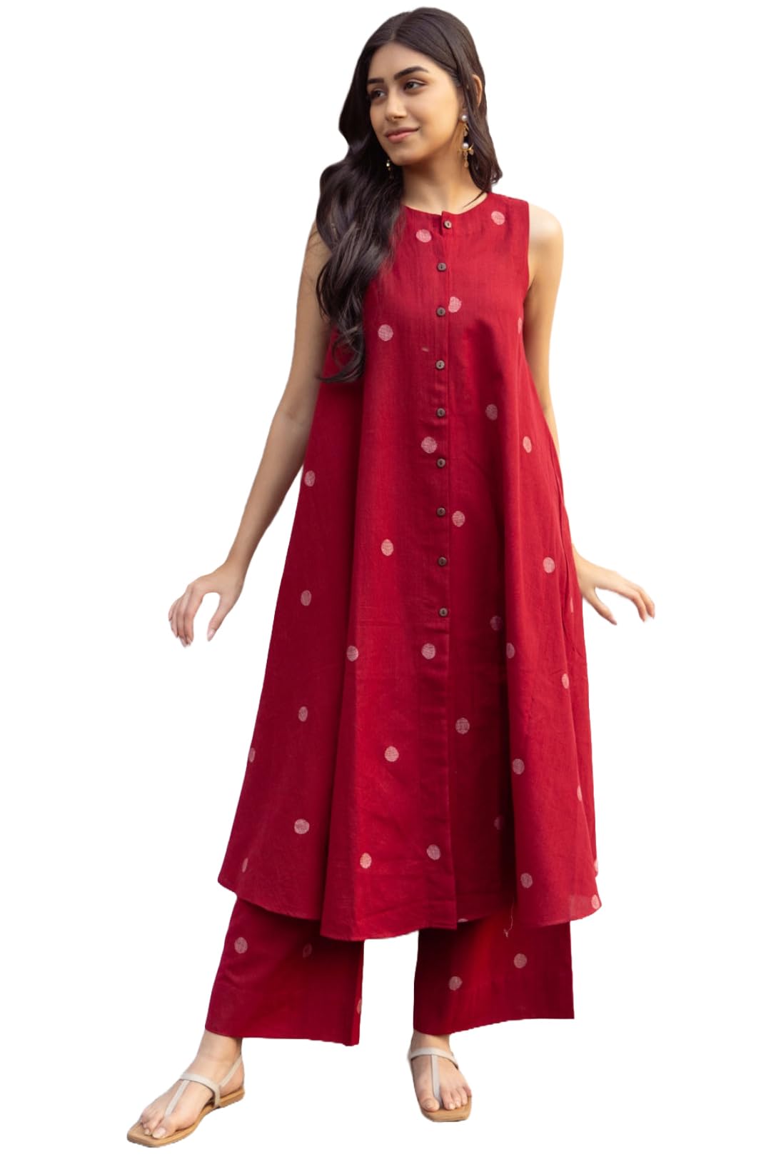 ANNI Women Rayon Blend Kurta with Palazzo - Red