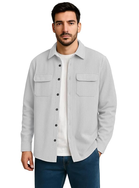 DEELMO Men Corduroy Shirt