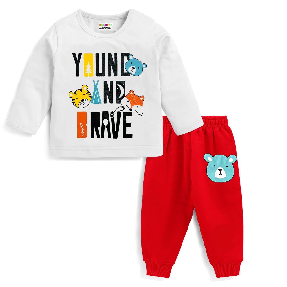 Kuchipoo Baby Boy Multi-Colored Cotton T-Shirts & Pyjamas Set - Image 4
