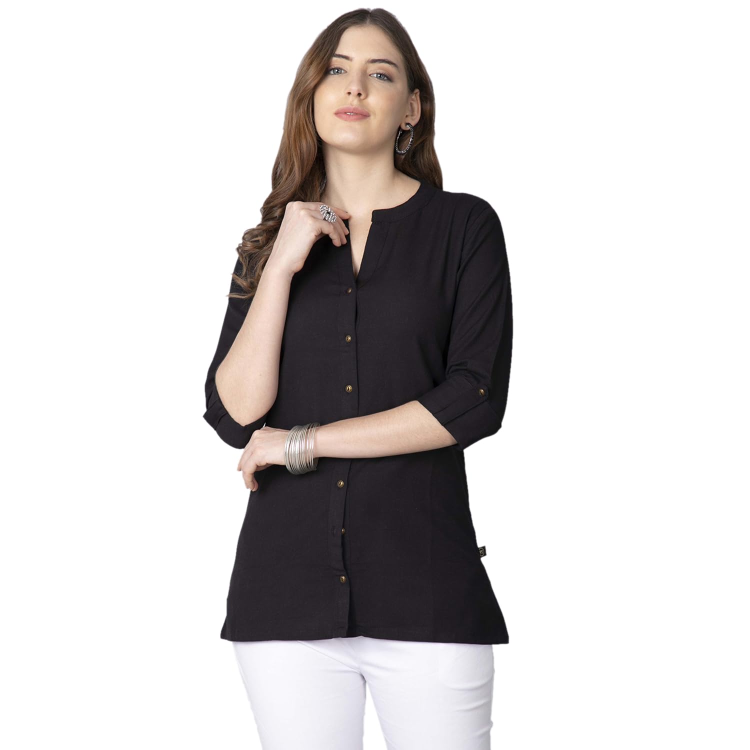 Pistaa Black Cotton Kurti for Women
