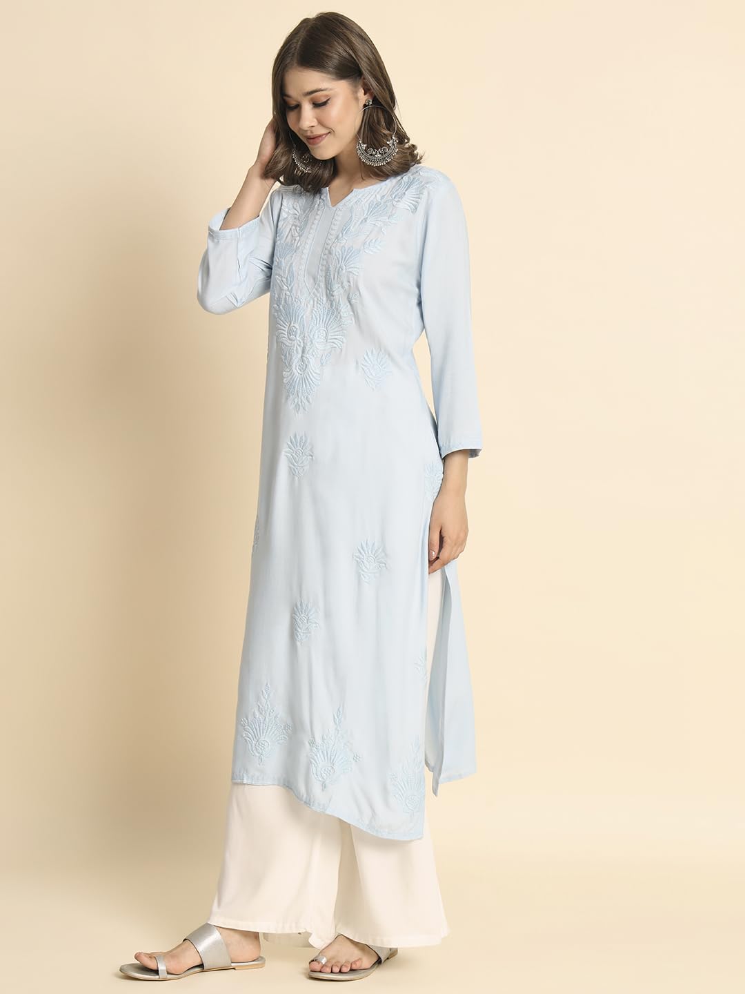 VAIRAGEE Rayon Kurta with Chickenkari Embroidery for Women - Image 3