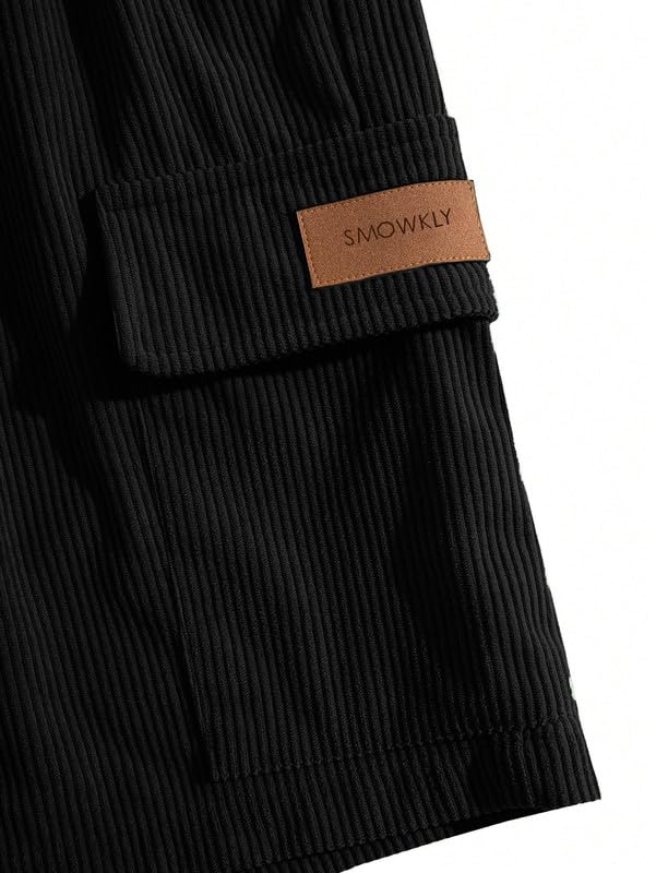 SMOWKLY Men's Ribbed Polycotton Cargo Shorts - Image 3
