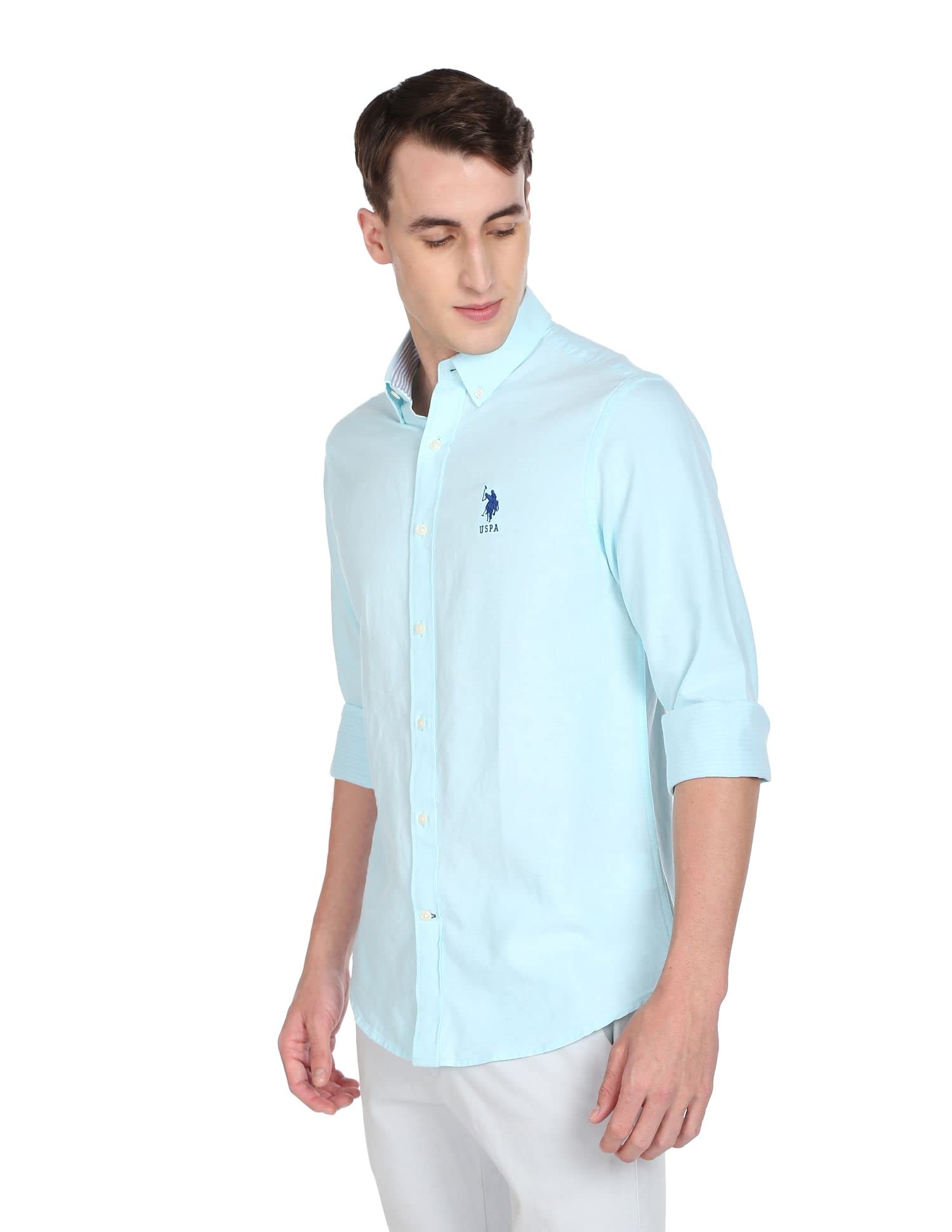U. S. POLO ASSN. Men's Cotton Solid Polo Shirt - Aqua - Image 5