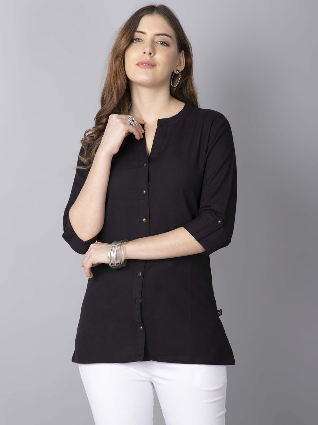 Pistaa Black Cotton Kurti for Women - Image 2