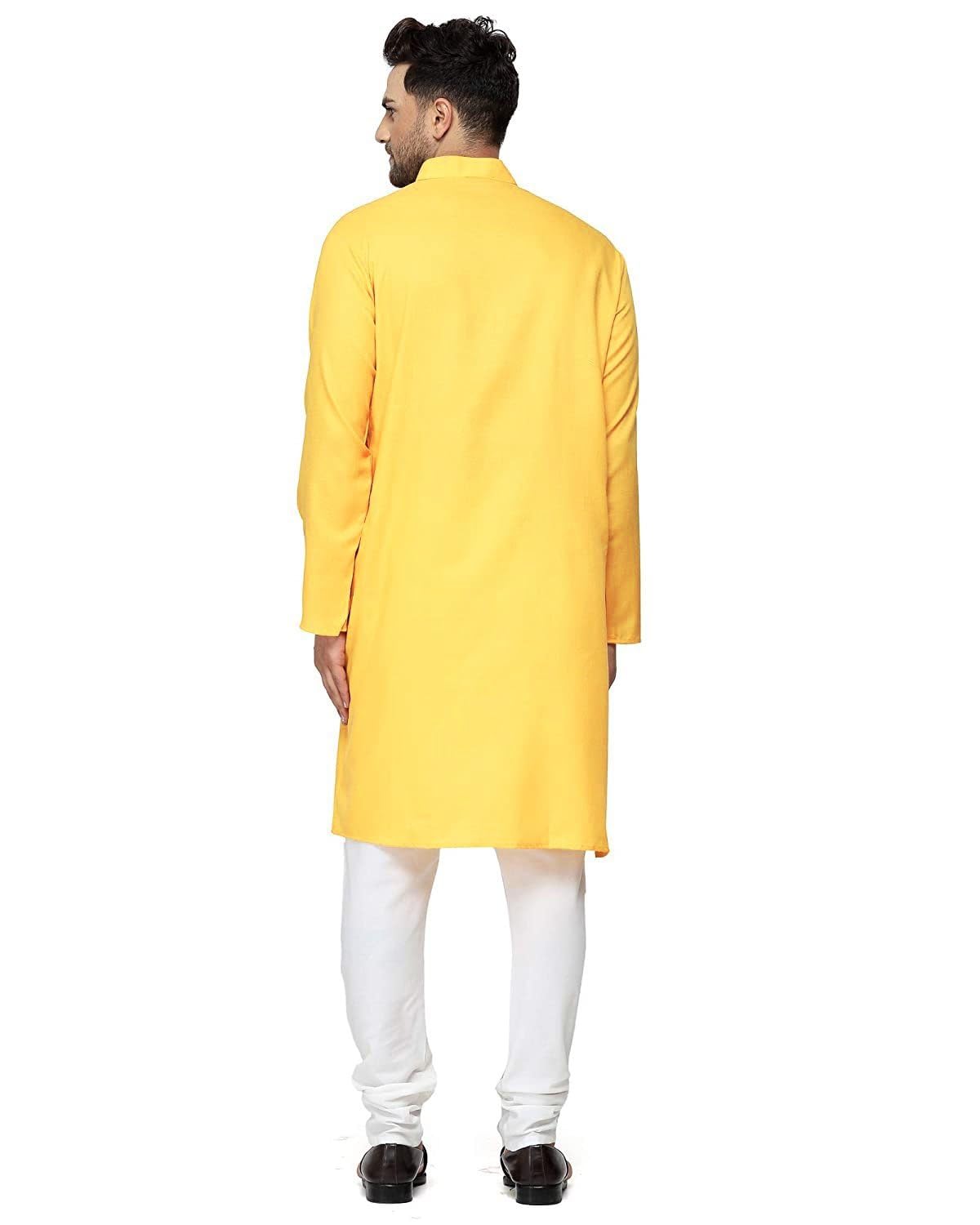 Enmozz Men's Digital Printed Kurta - Yellow - Image 2