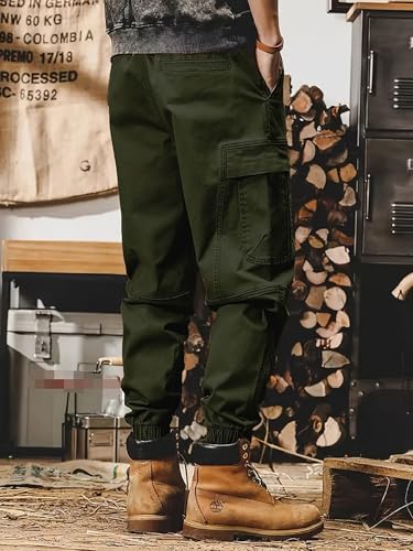 Lymio Men Cargo Pants - Green - Image 3