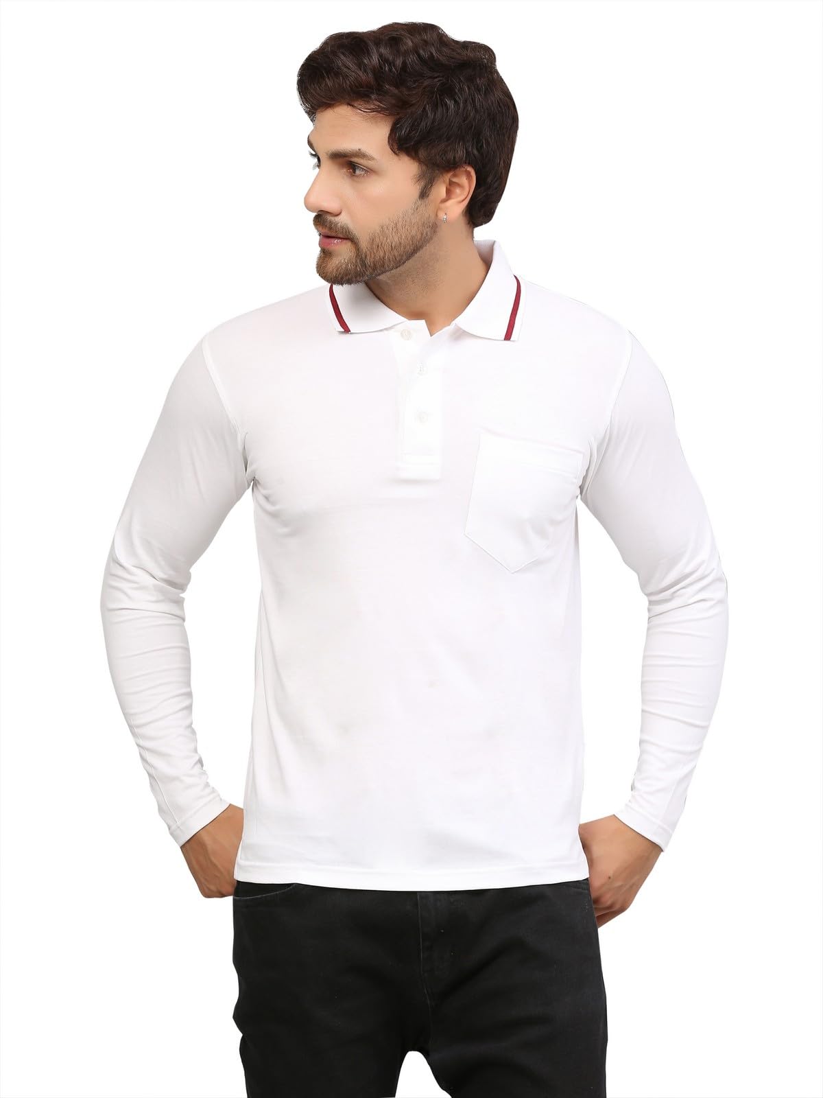 ALARM Polo Shirt for Men with Pocket - White Brown