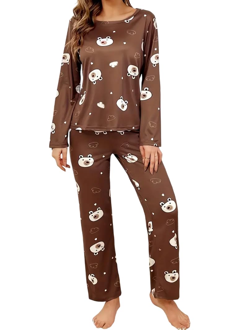 LOUIS LUXE Women's Brown Night Suit