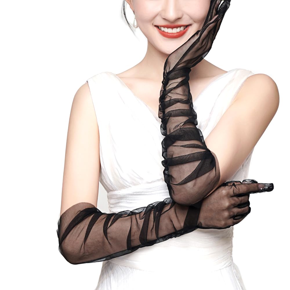 Anzailala Black Lace Gloves for Women - Image 4