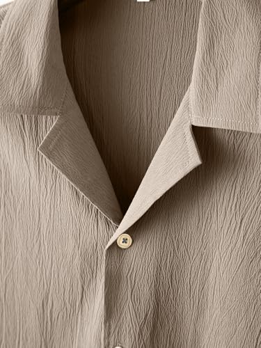 TAGDO Men's Casual Formal Shirt - Cream - Image 2