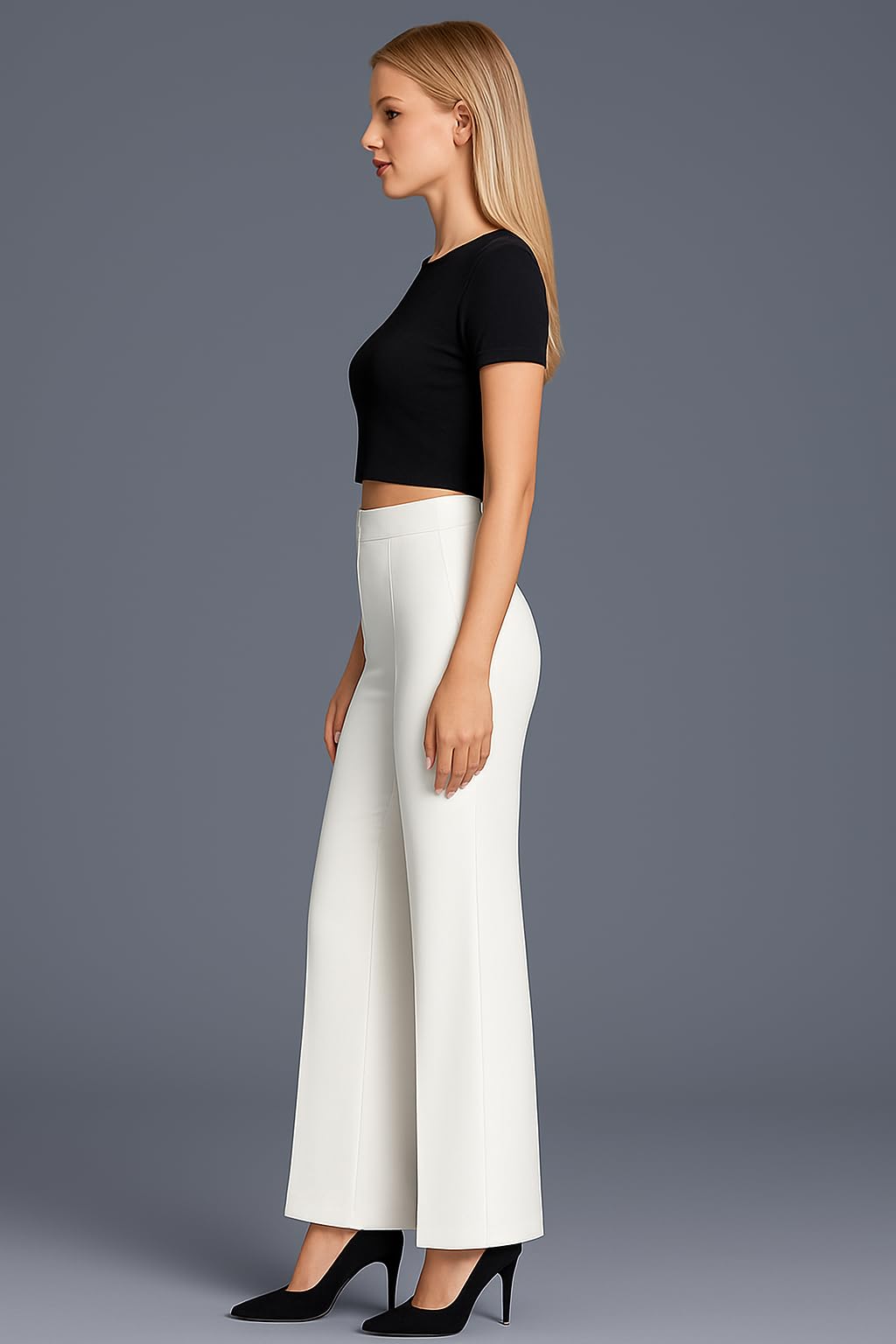 SWADESI STUFF Women High Waisted Bell Bottom Pants - Image 3