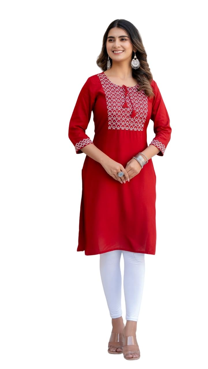 MF Hayat Women Rayon Sequenced Embroidered Kurti