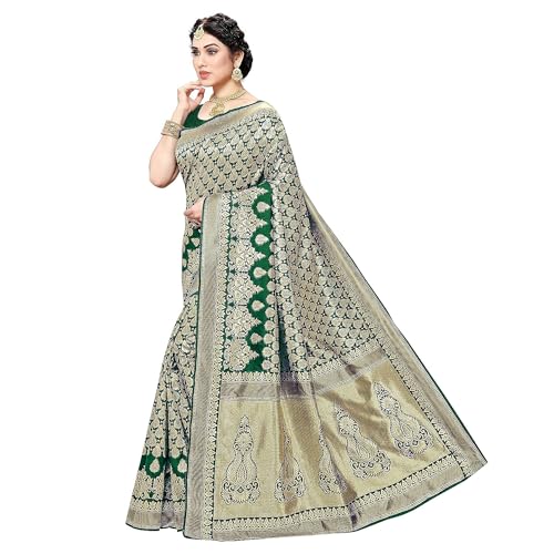 Yashika Banarasi Kanjivaram Art Silk Saree - Green - Image 3