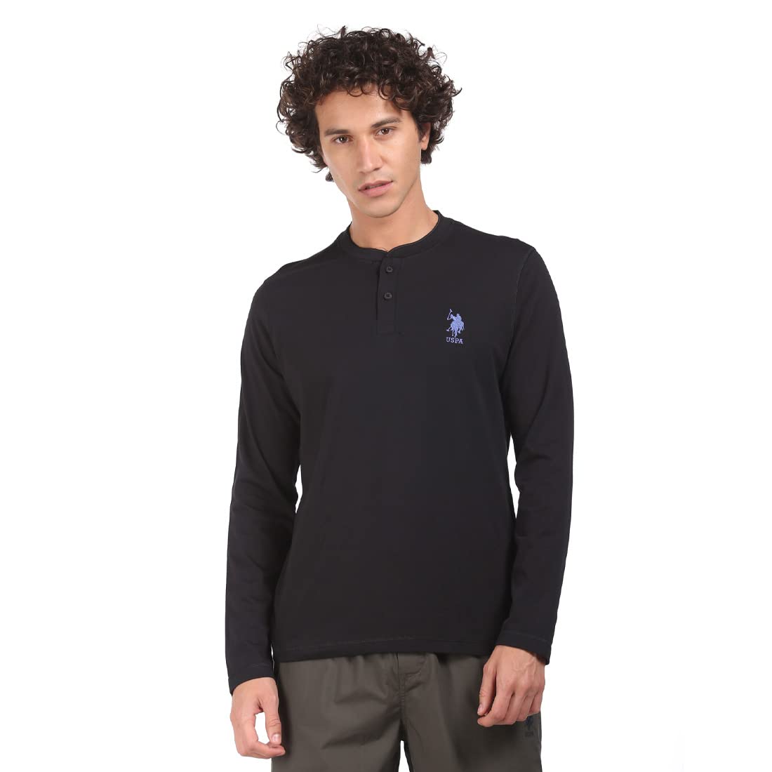 U. S. POLO ASSN. Men Heathered Cotton T-Shirt - Black
