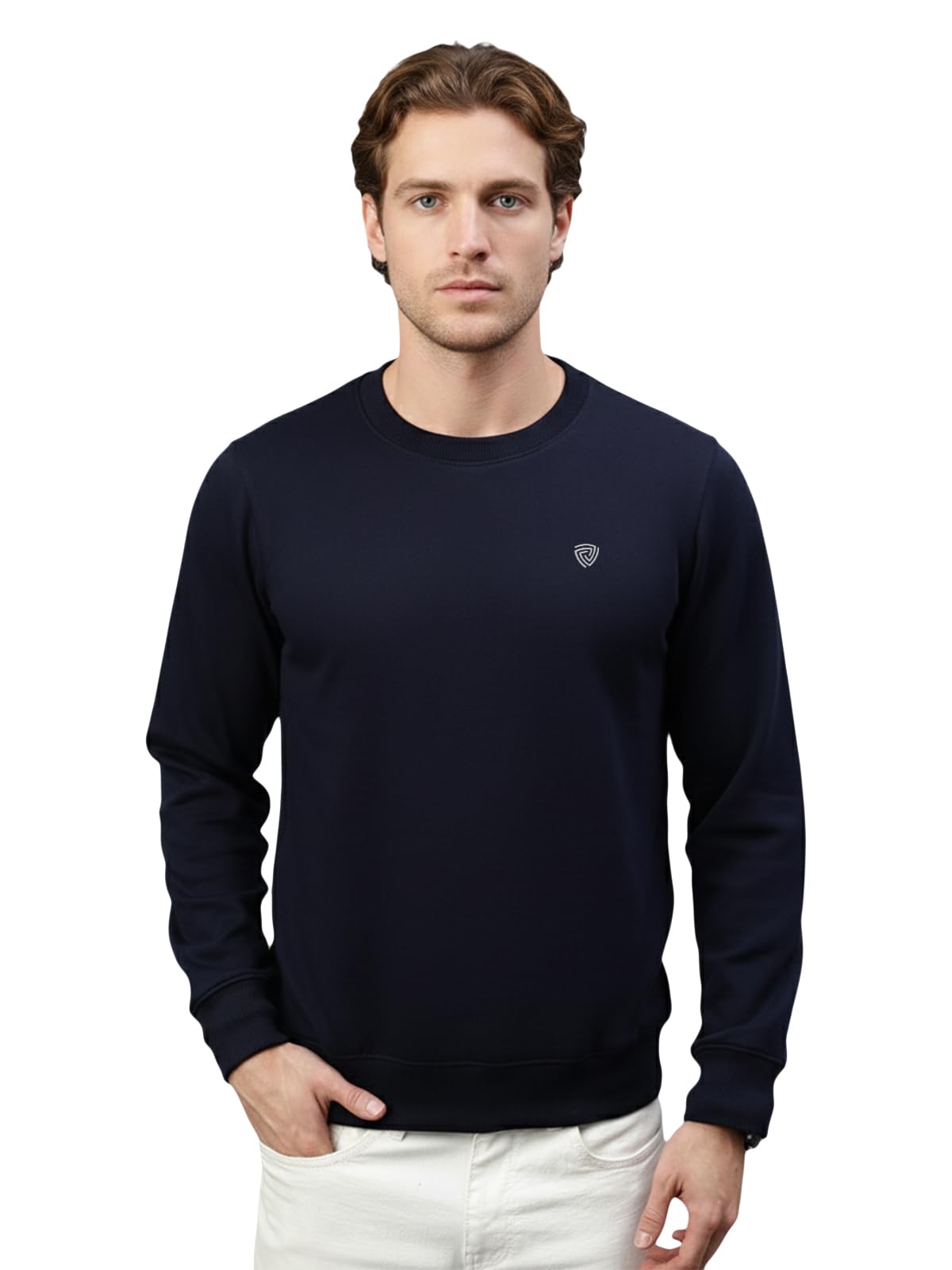 Lux Cozi Men's Cotton Crew Neck Sweatshirt - Navy