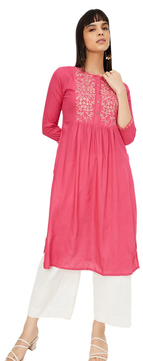 Max Women Rayon Kurta - Pink