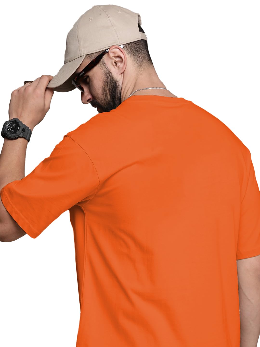 LEOTUDE Men's Oversized Orange T-Shirt - Image 3