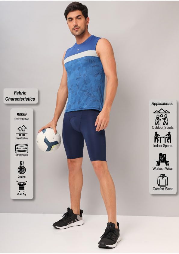 TECHNOSPORT Compression Tights for Men - Navy Blue - Image 2