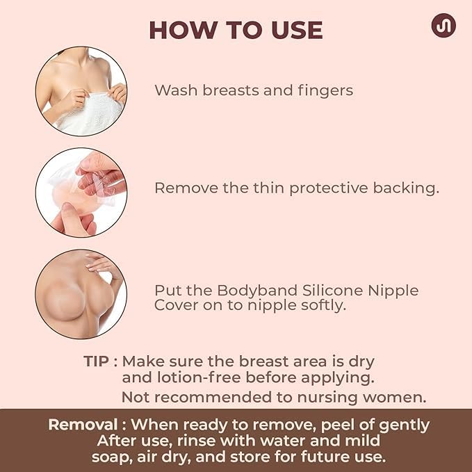 Invisible Silicone Nipple Covers for Women - Beige - Image 2