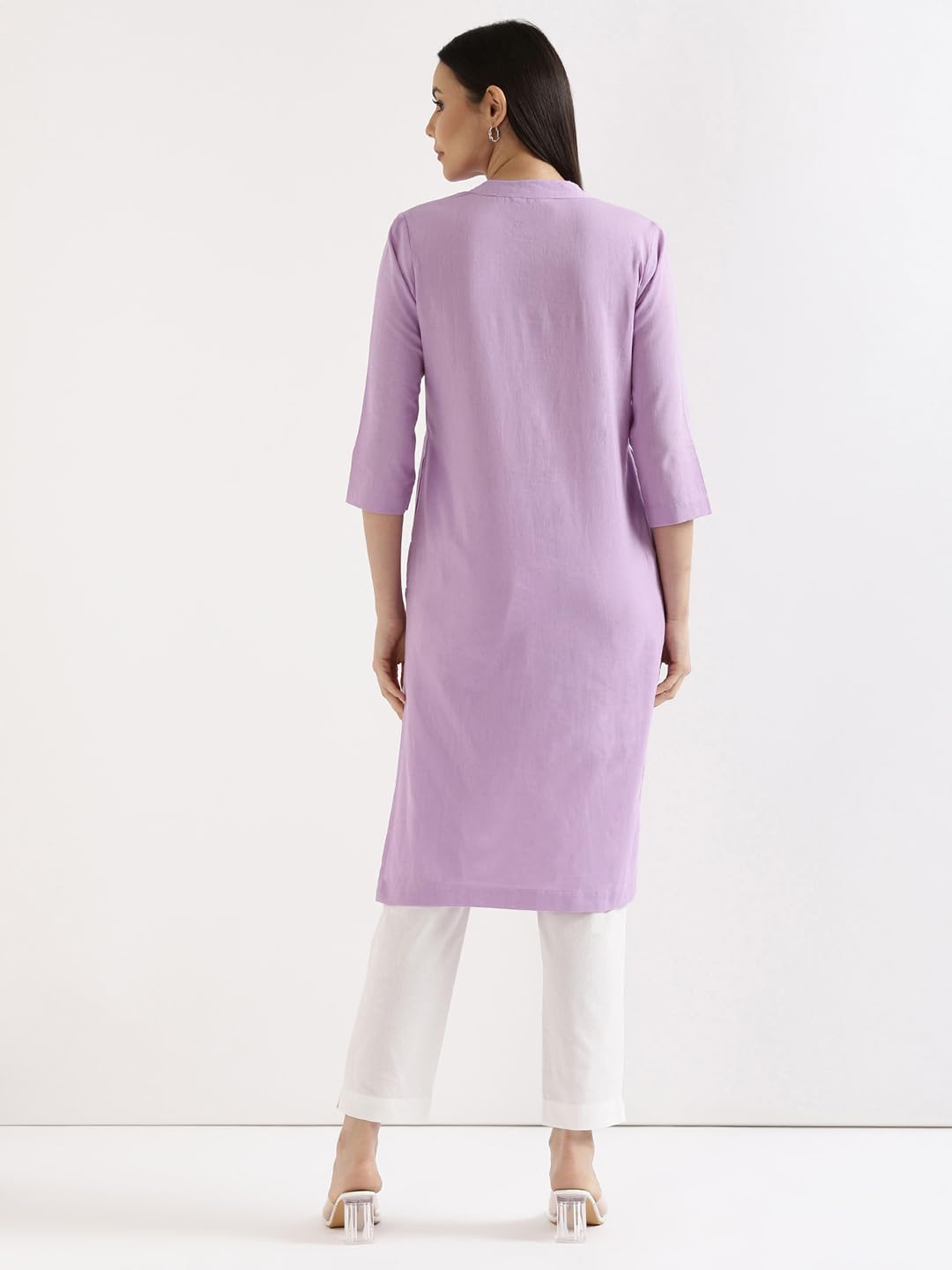 SAADAA Women's Linen Kurta - Lilac - Image 5