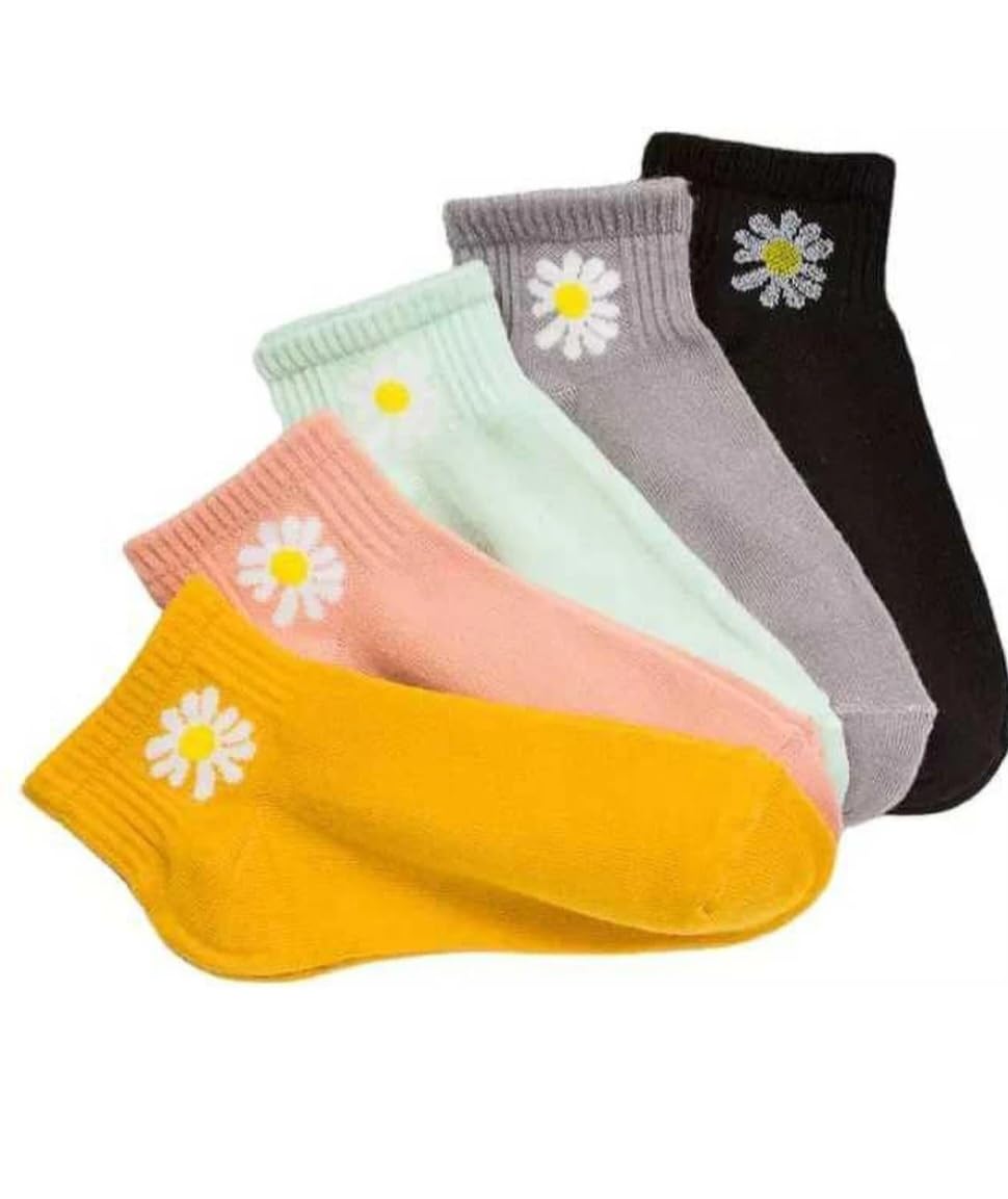 HICODE Women's Daisy Pattern Ankle Socks - Multi-Colour