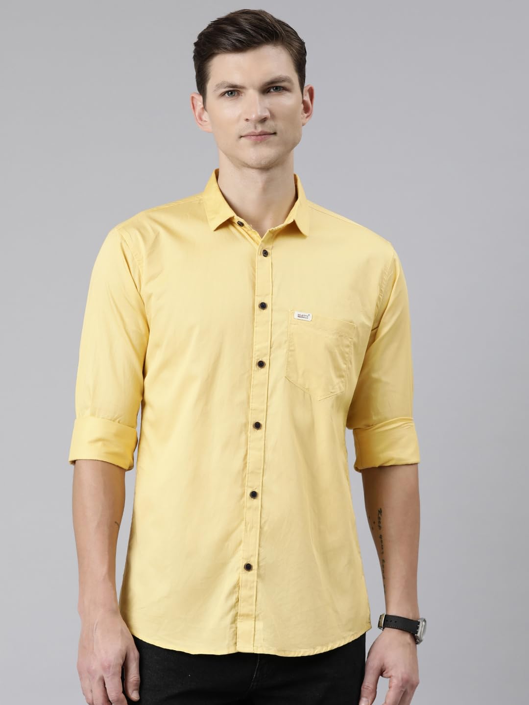 Majestic Man Casual Shirt for Men - Pale Yellow - Image 2