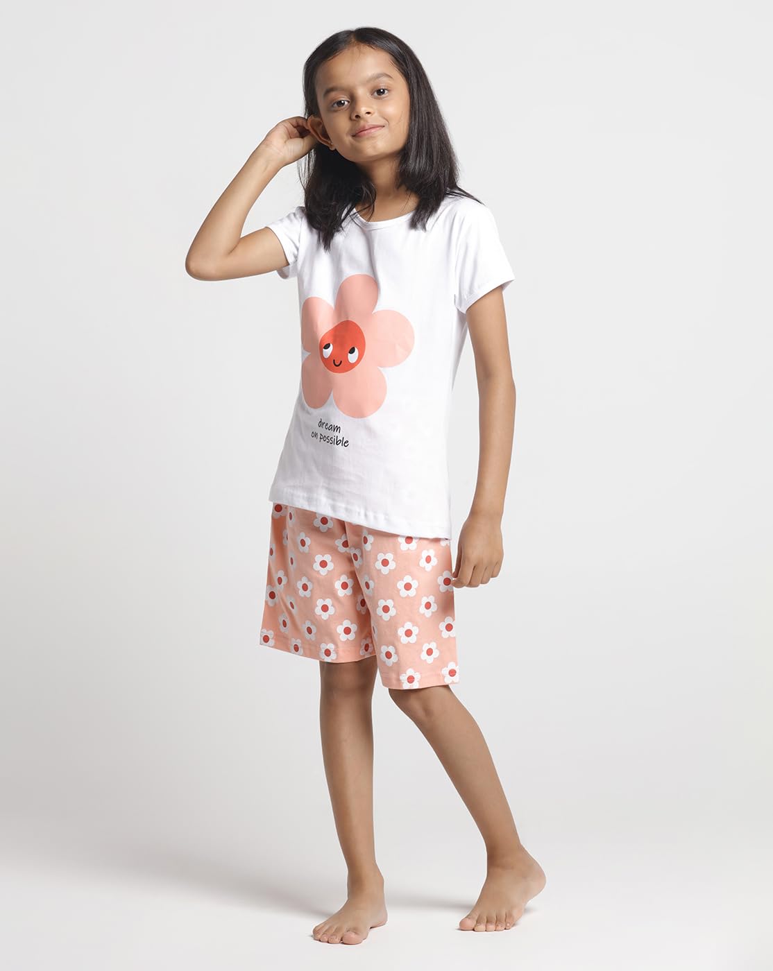 GarbGlide Girls Cotton Printed T-Shirt and Shorts Set - Image 3