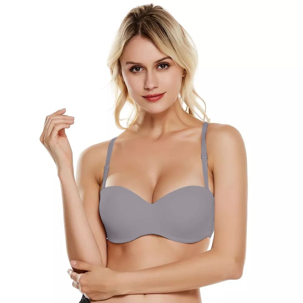 PLUMBURY Grey Multiway Push-Up Bra for Women