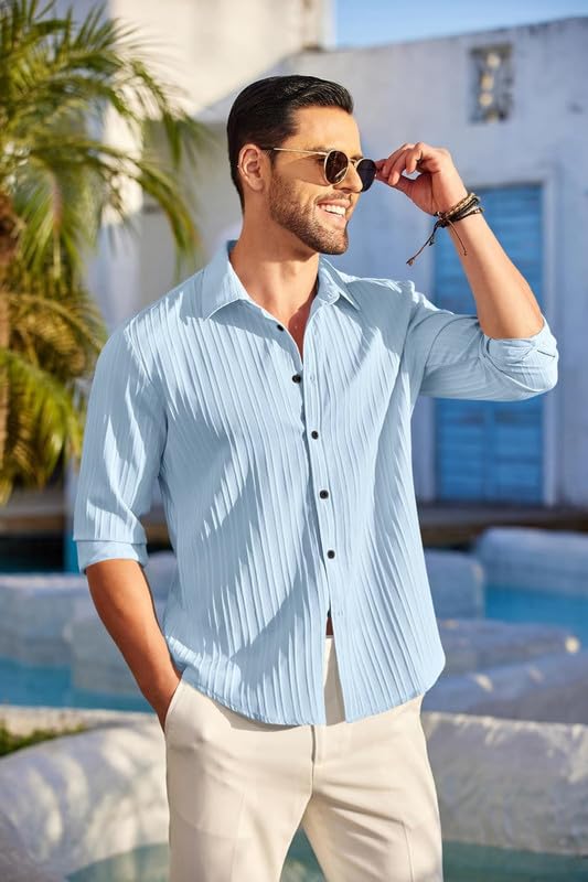 FINIVO Men's Shirt - Sky - Image 5