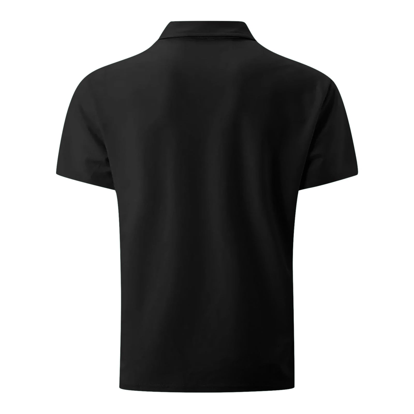 GarbGlide Men Solid Polo Neck Tshirt - Black - Image 2