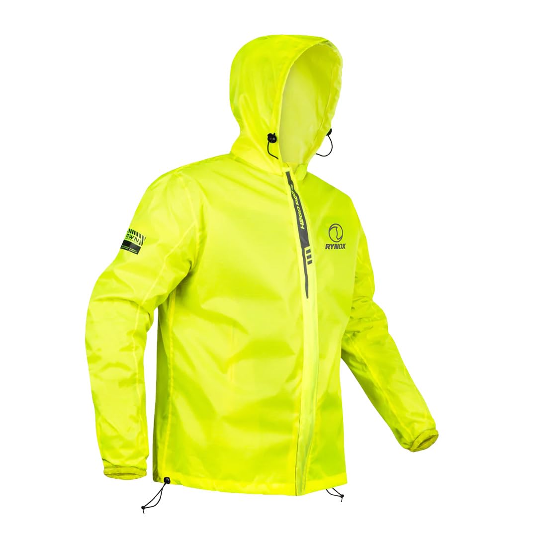 Rynox Unisex H2Go Pro 3 Rain Jacket - Hi-Viz Green