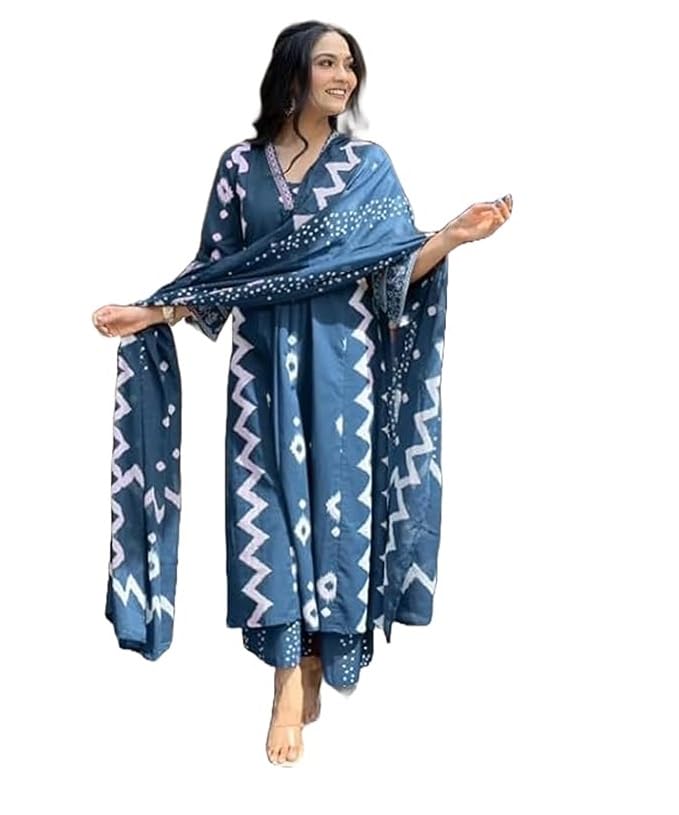 KLOSIA Women Printed A-Line Kurta Pant with Dupatta