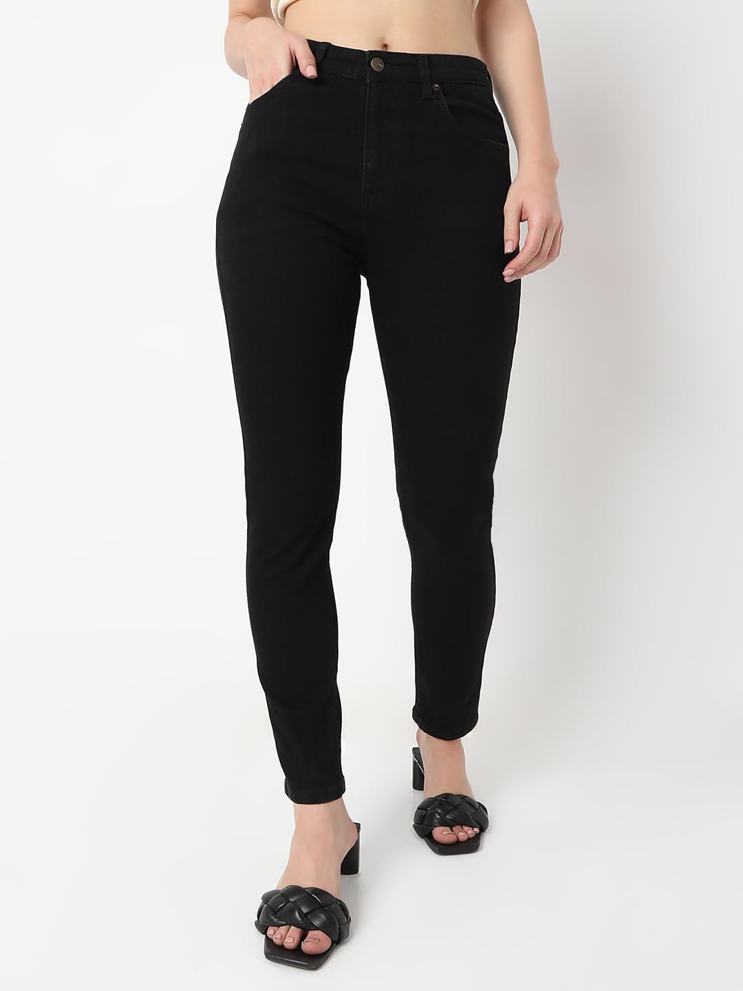AKA CHIC Women's High Rise Slim Jeans - Black - Image 4