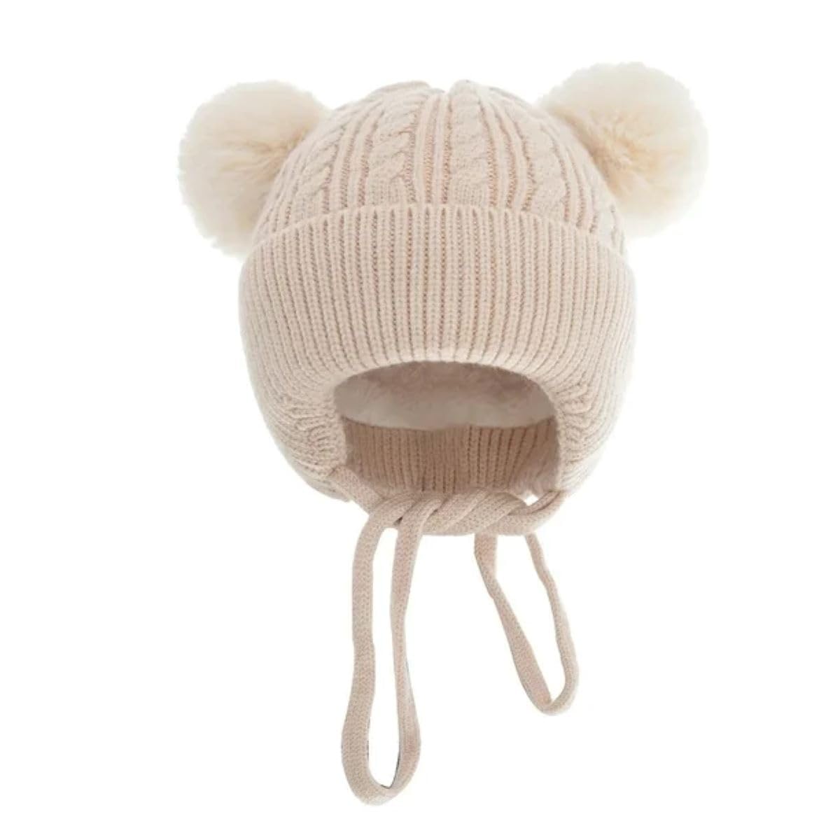 INFISPACE Beige Woolen Skull Beanie Cap for Babies