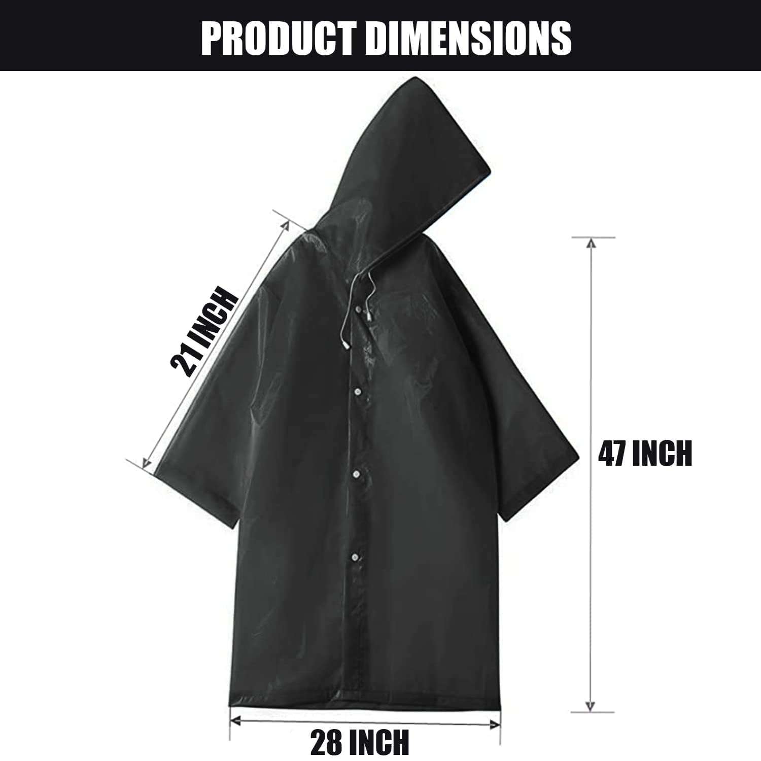 HACER EVA Unisex Raincoat - Waterproof Black - Image 2