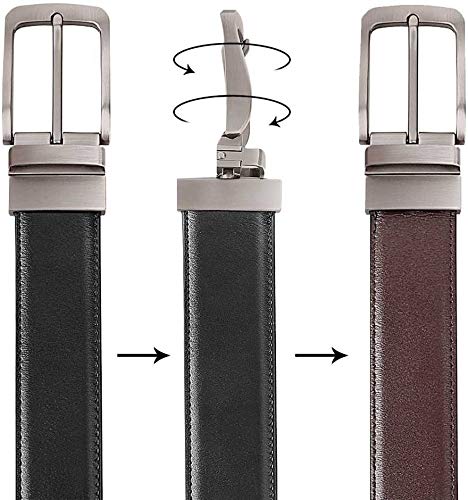 ZORO Men Vegan Leather Reversible Belt - Black Brown - Image 3