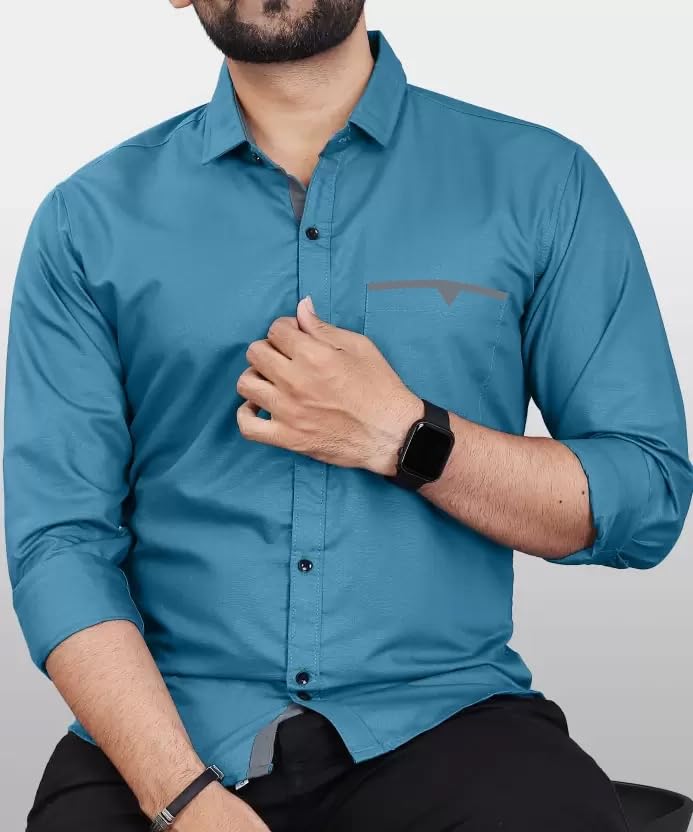 CB-COLEBROOK Teal Casual Shirt for Men - Image 5