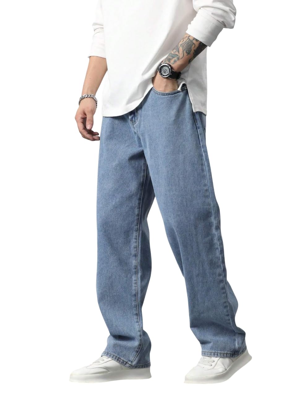 TAGAS Men's Mid Rise Relaxed Jeans - Light Blue