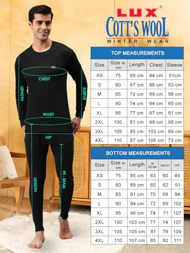 Lux Cott Men's Wool Thermal Set - Black - Image 2