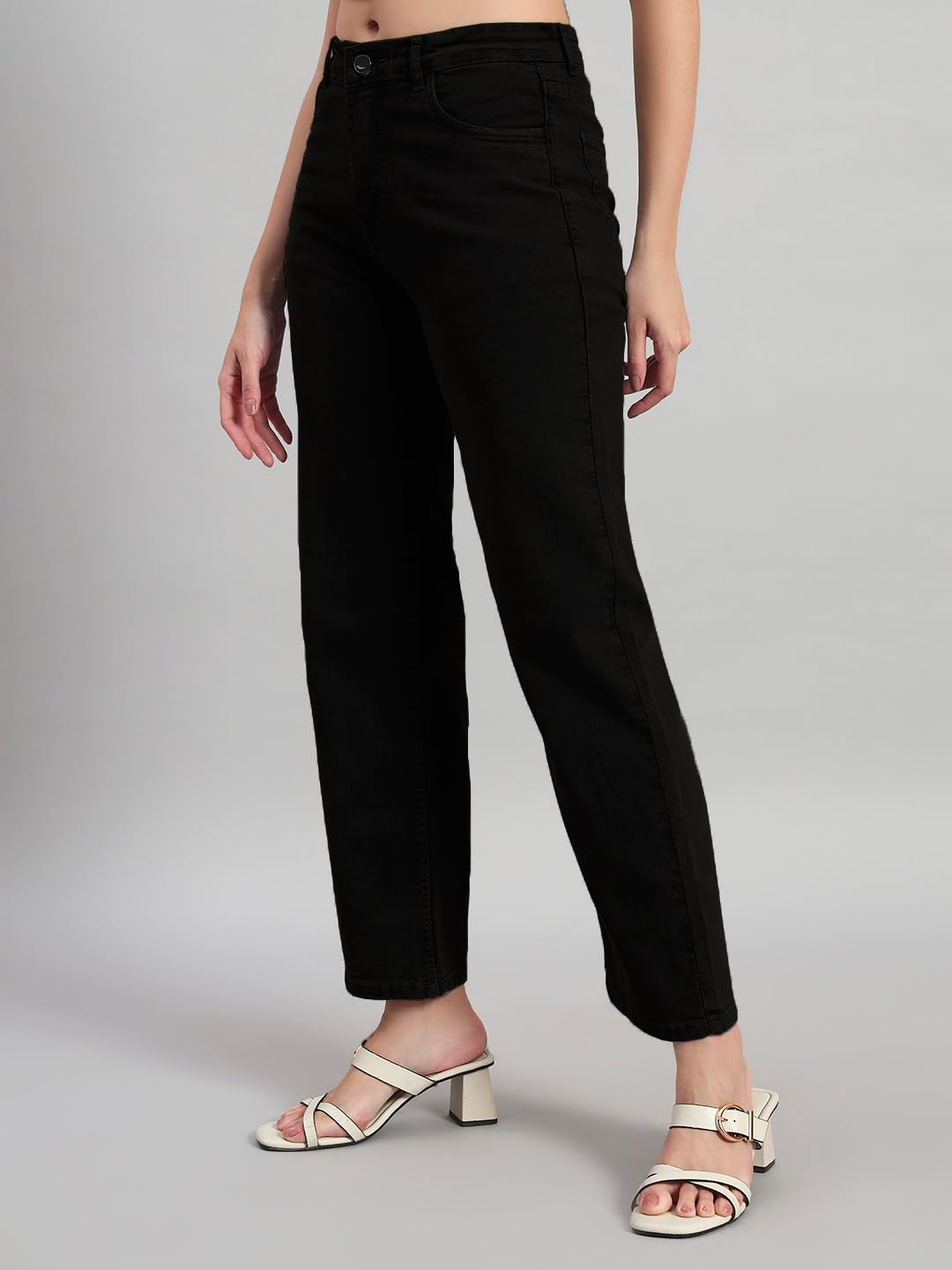 KARGEENS Women's Cotton Loose Fit Jeans - Black - Image 5