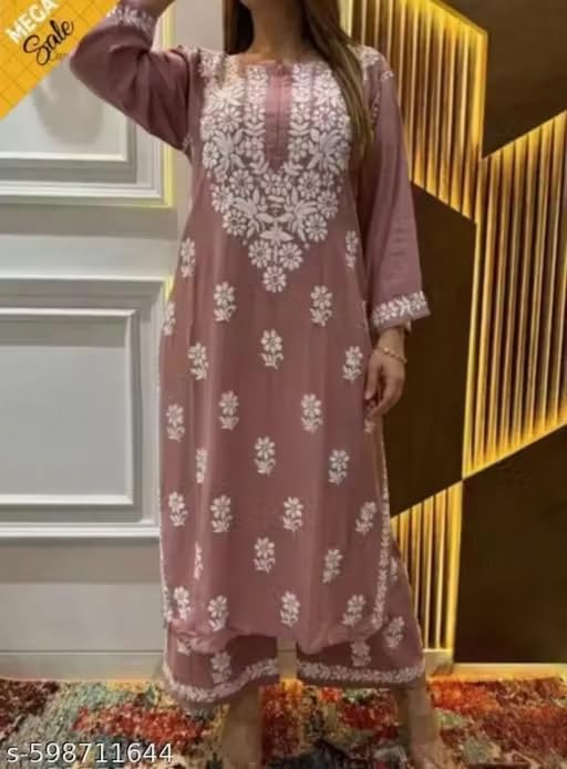 Shree Balaji Women Embroidered Chikankari Kurti - Cream - Image 2