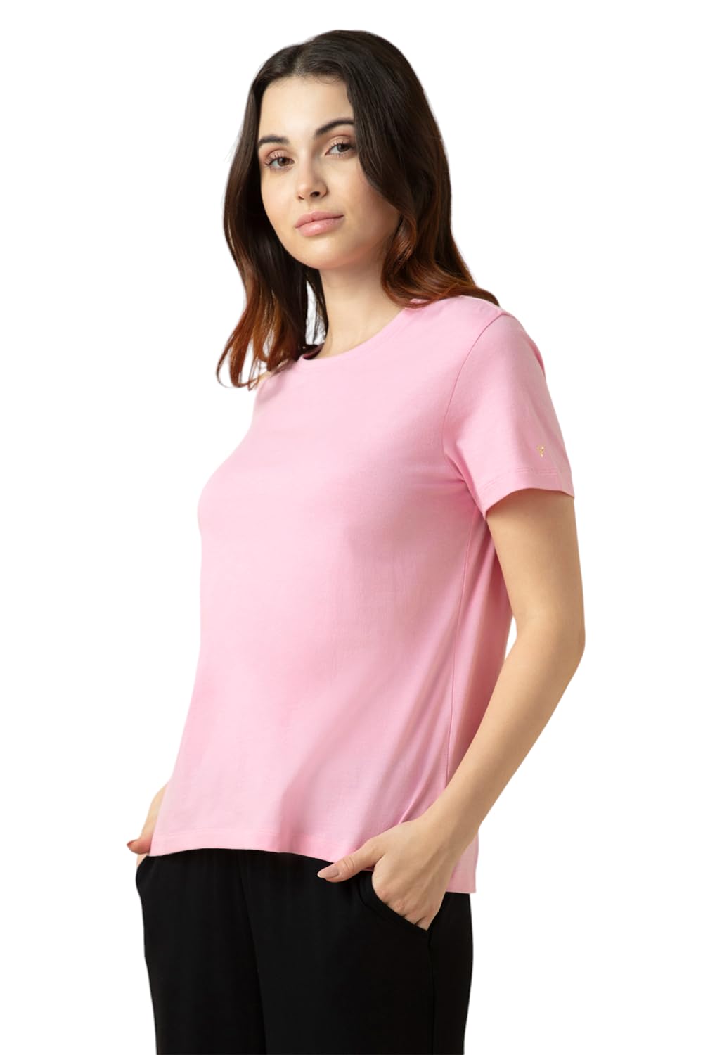 Van Heusen Women's Cotton Solid T-Shirt - Pink - Image 2