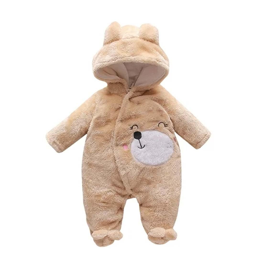 NAMAN Fleece Footed Jumpsuit for Baby - Brown