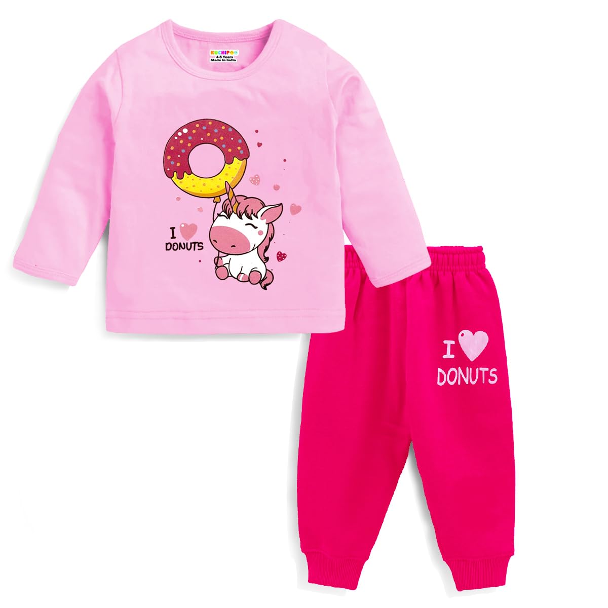 Kuchipoo Baby Girl Multicolour Cotton T-Shirt & Pyjama Set - Image 3
