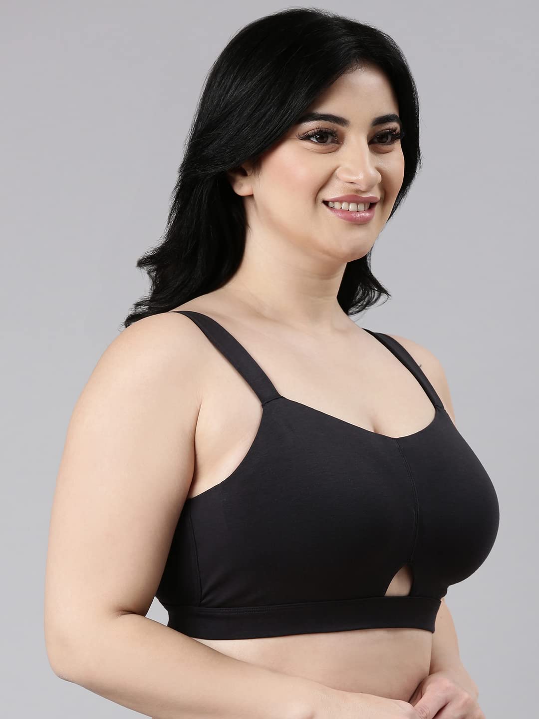 Enamor Women's Wire Free Minimizer Bra - Black - Image 4